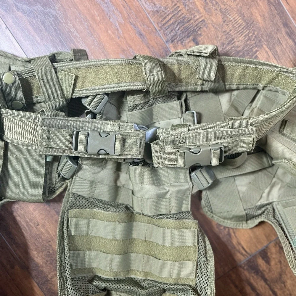 VISM NcSTAR Cross Draw Tactical Vest w/ Holster & Belt OD Green Airsoft Combat